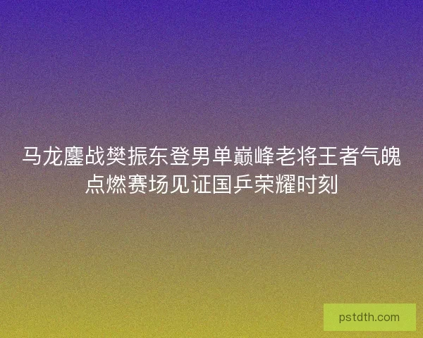 马龙鏖战樊振东登男单巅峰老将王者气魄点燃赛场见证国乒荣耀时刻