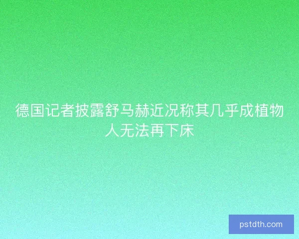 德国记者披露舒马赫近况称其几乎成植物人无法再下床 德国记者披露舒马赫近况称其几乎成植物人无法再下床