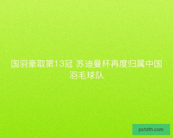 国羽豪取第13冠 苏迪曼杯再度归属中国羽毛球队